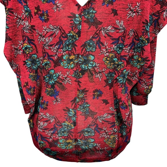 Free People Dock Street Red Floral Top Size Extra Small - Picture 11 of 16